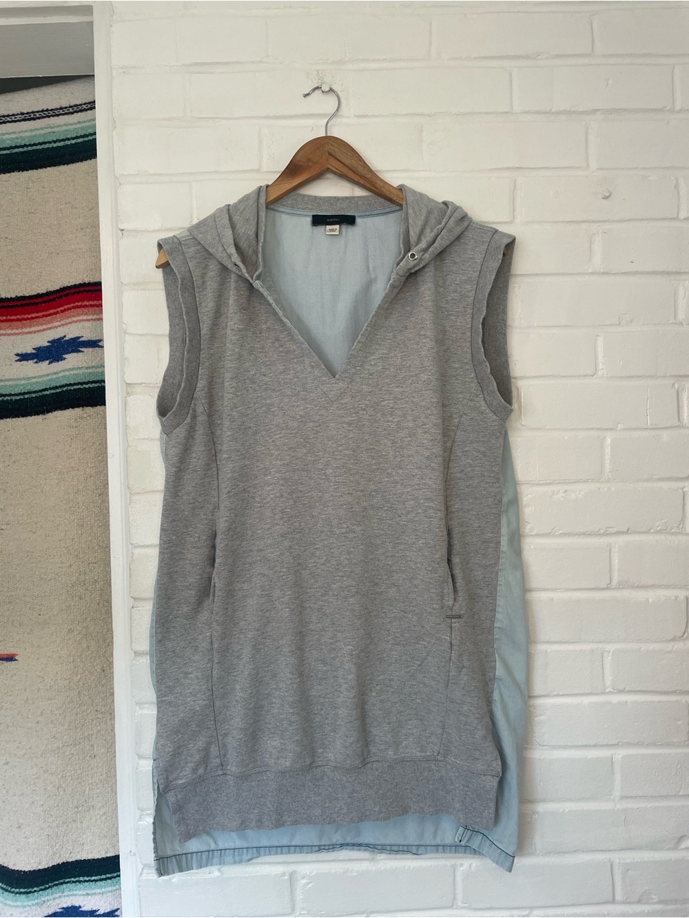 Diesel Sleeveless Hooded Tunic in Light Gray Women’s Size Medium